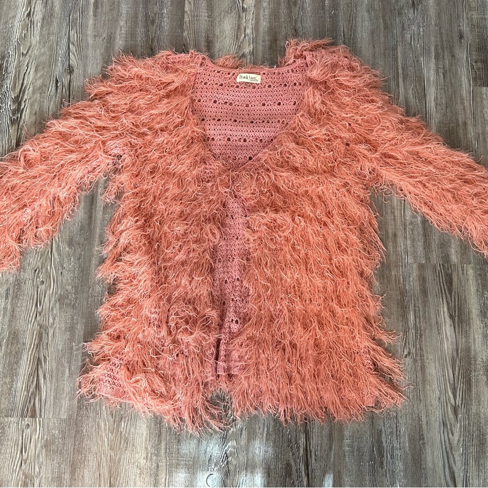 Peach Love California Blush Shaggy Cardigan